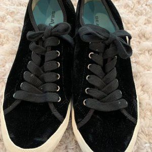 Seavees black velvet sneakers